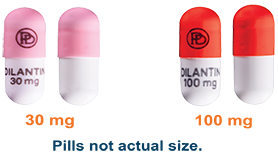 Image of 30 and 100 milligram pills