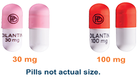 DILANTIN 30 mg pink and white capsule and 100 mg red and white capsule